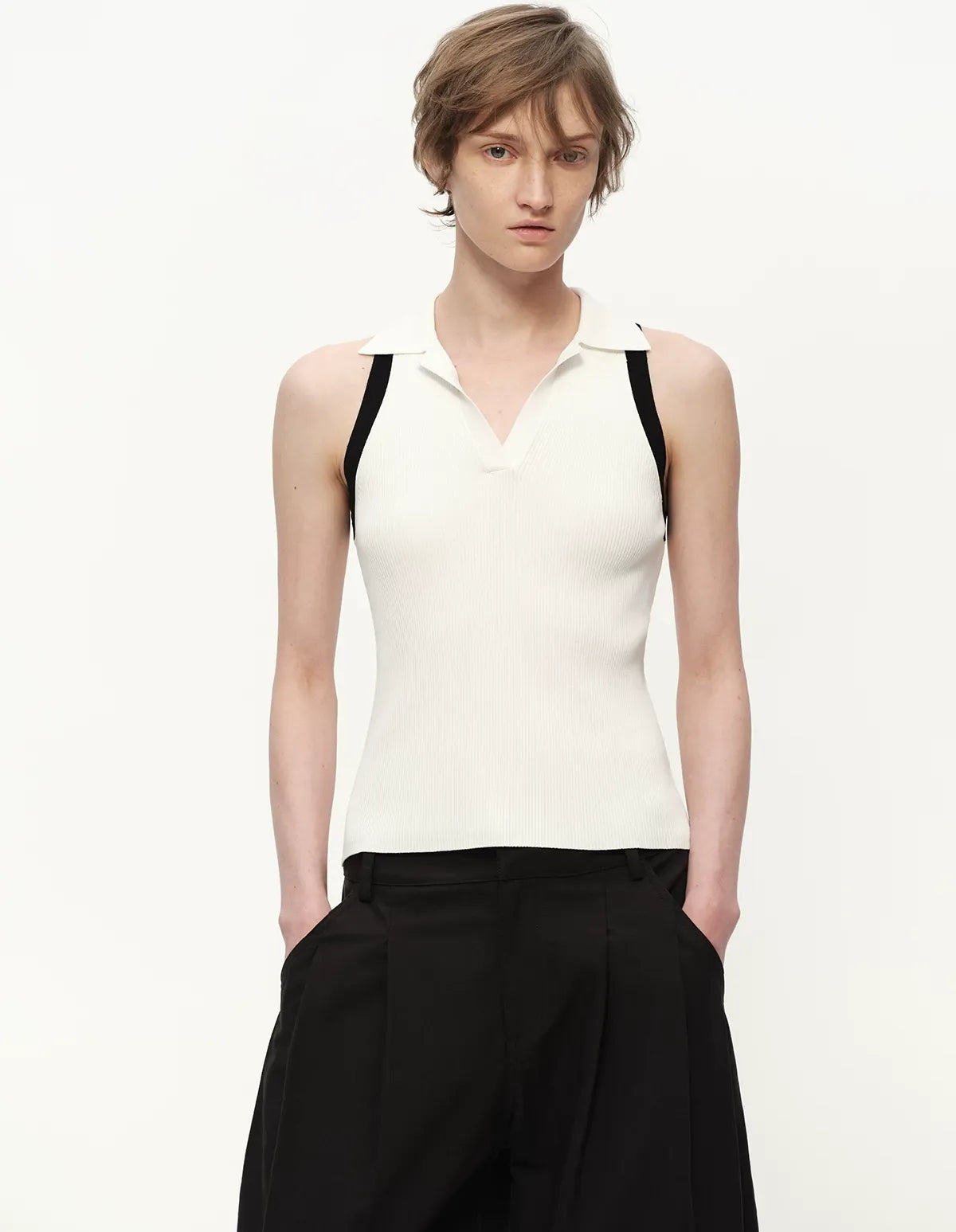 Contrast Rib Polo Tank