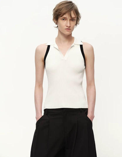 Contrast Rib Polo Tank