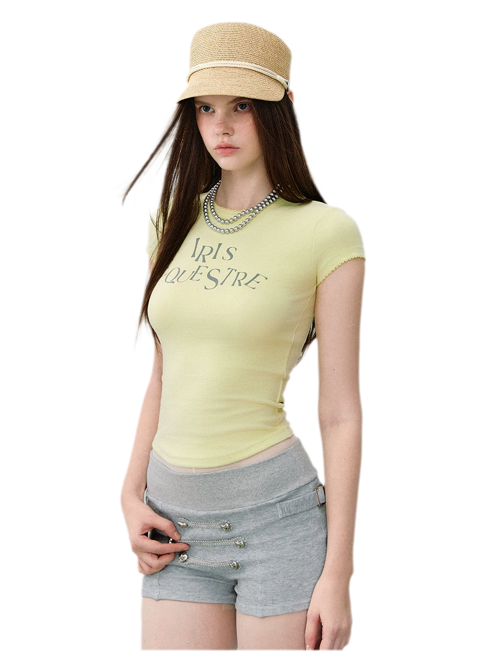 Tencel-Cotton Letter Print Slim T-Shirt