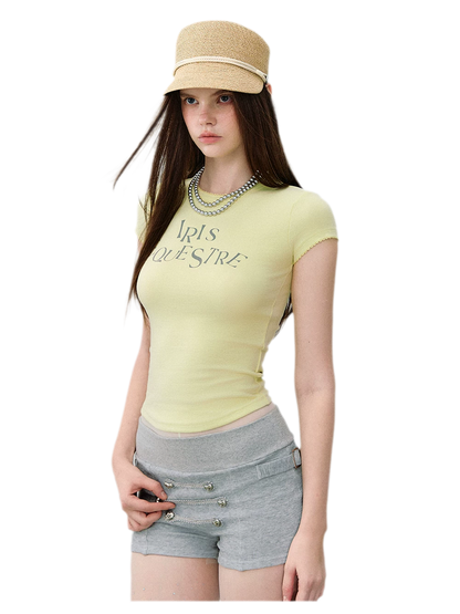 Tencel-Cotton Letter Print Slim T-Shirt