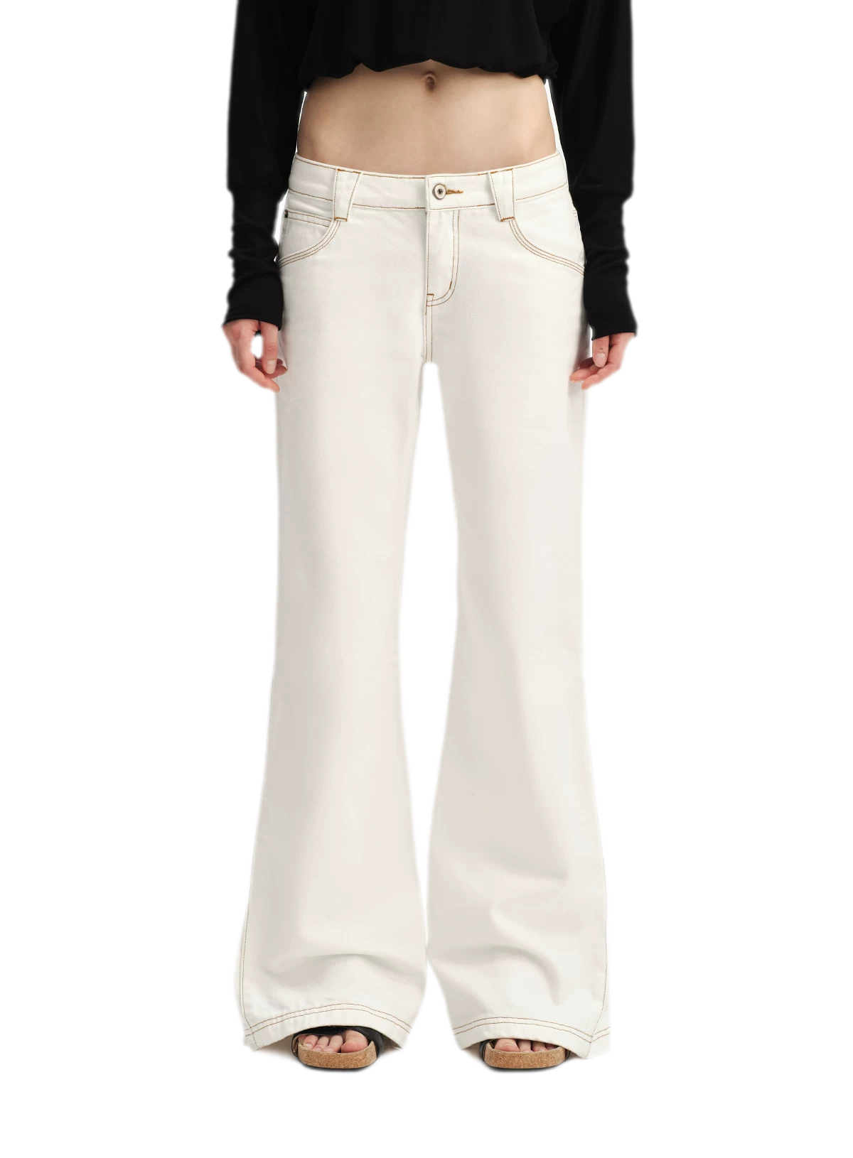 Contrast Stitch Flared Jeans