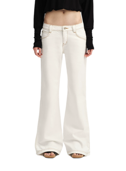 Contrast Stitch Flared Jeans