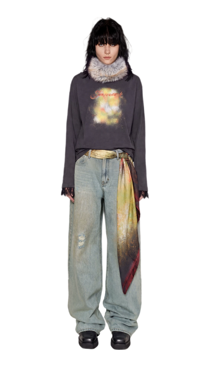 Vintage Washed Wide-Leg Jeans