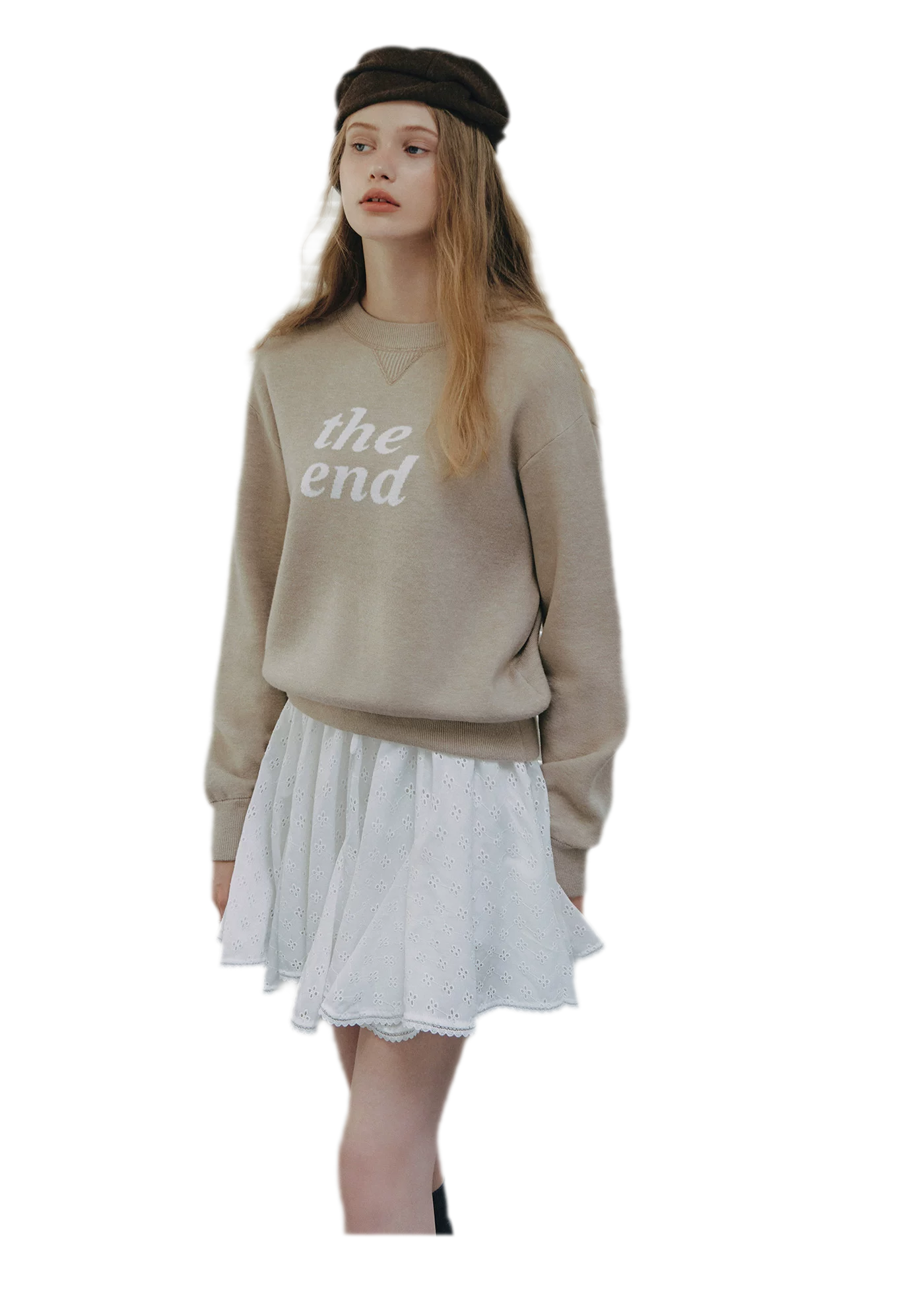 Jacquard Cropped Crewneck Sweater