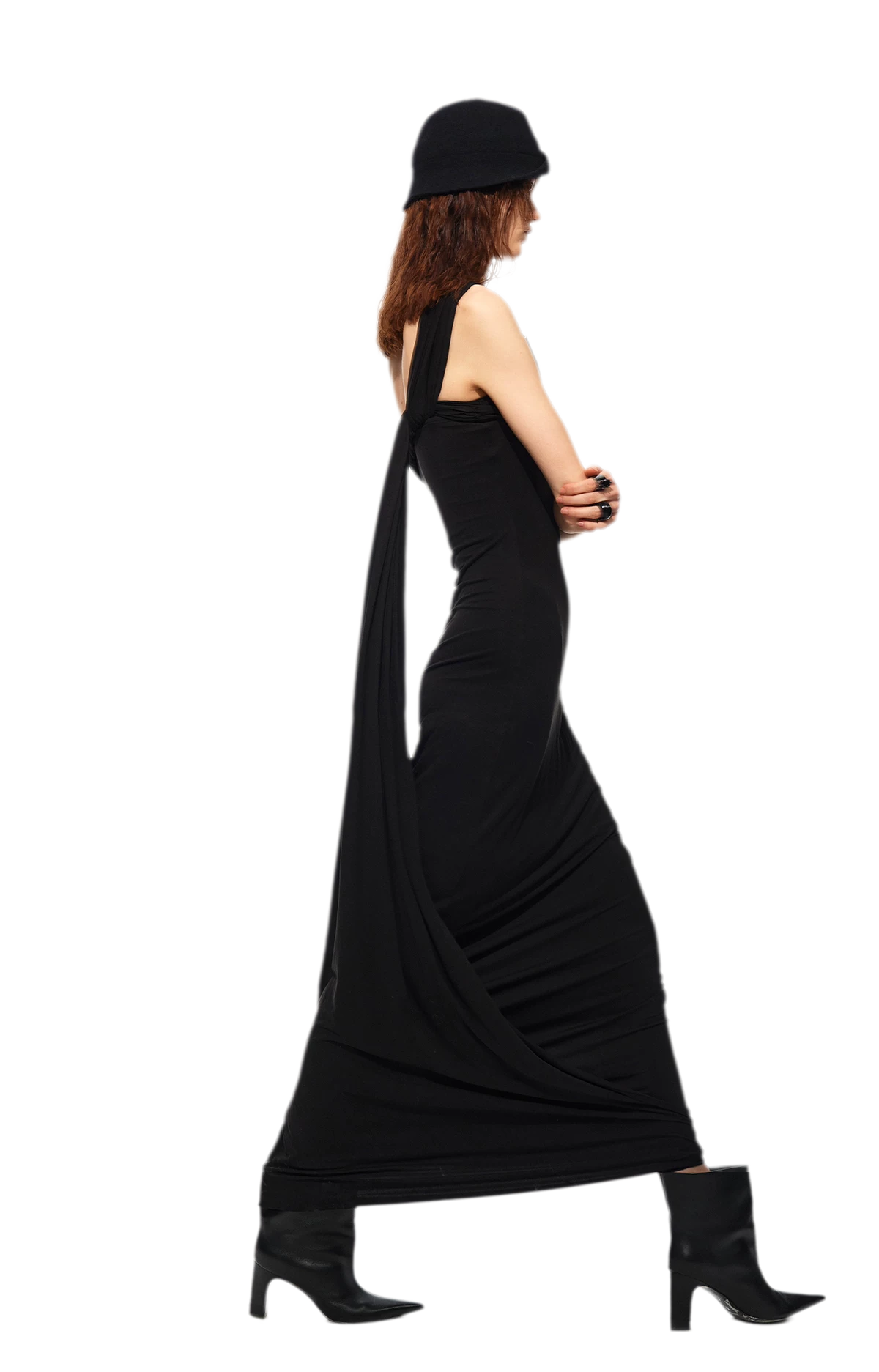 One-Shoulder Halter Maxi Dress