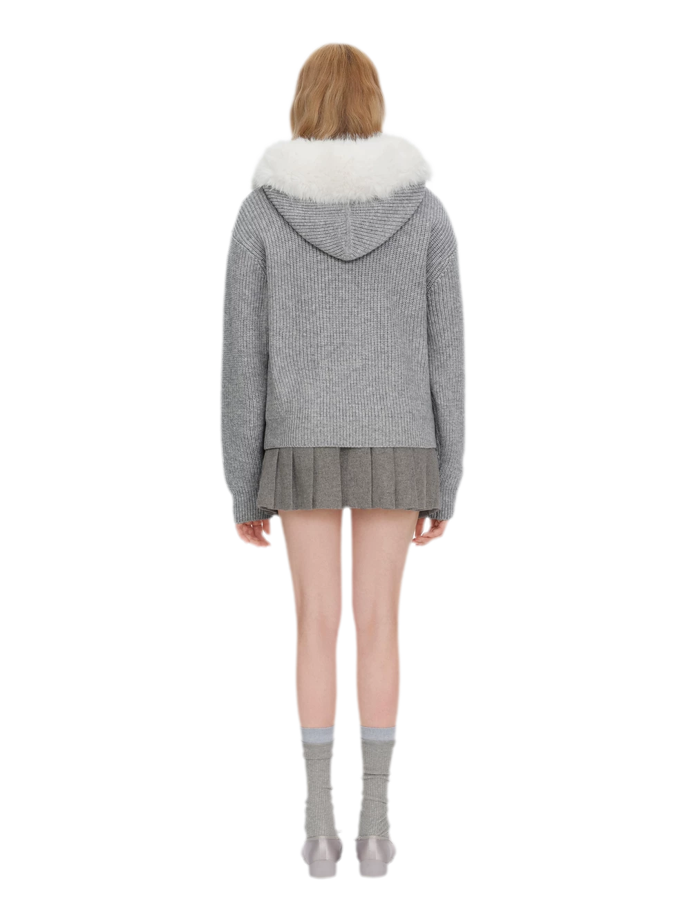 Pom-Pom Hooded Knit Sweater