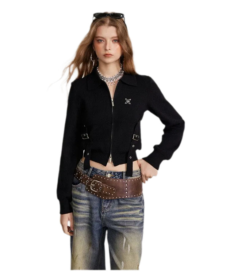 Vintage Cropped Zip Cardigan
