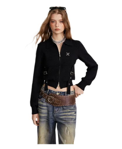 Vintage Cropped Zip Cardigan