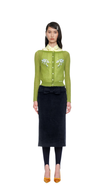 Beaded Floral Fitted Knit Top