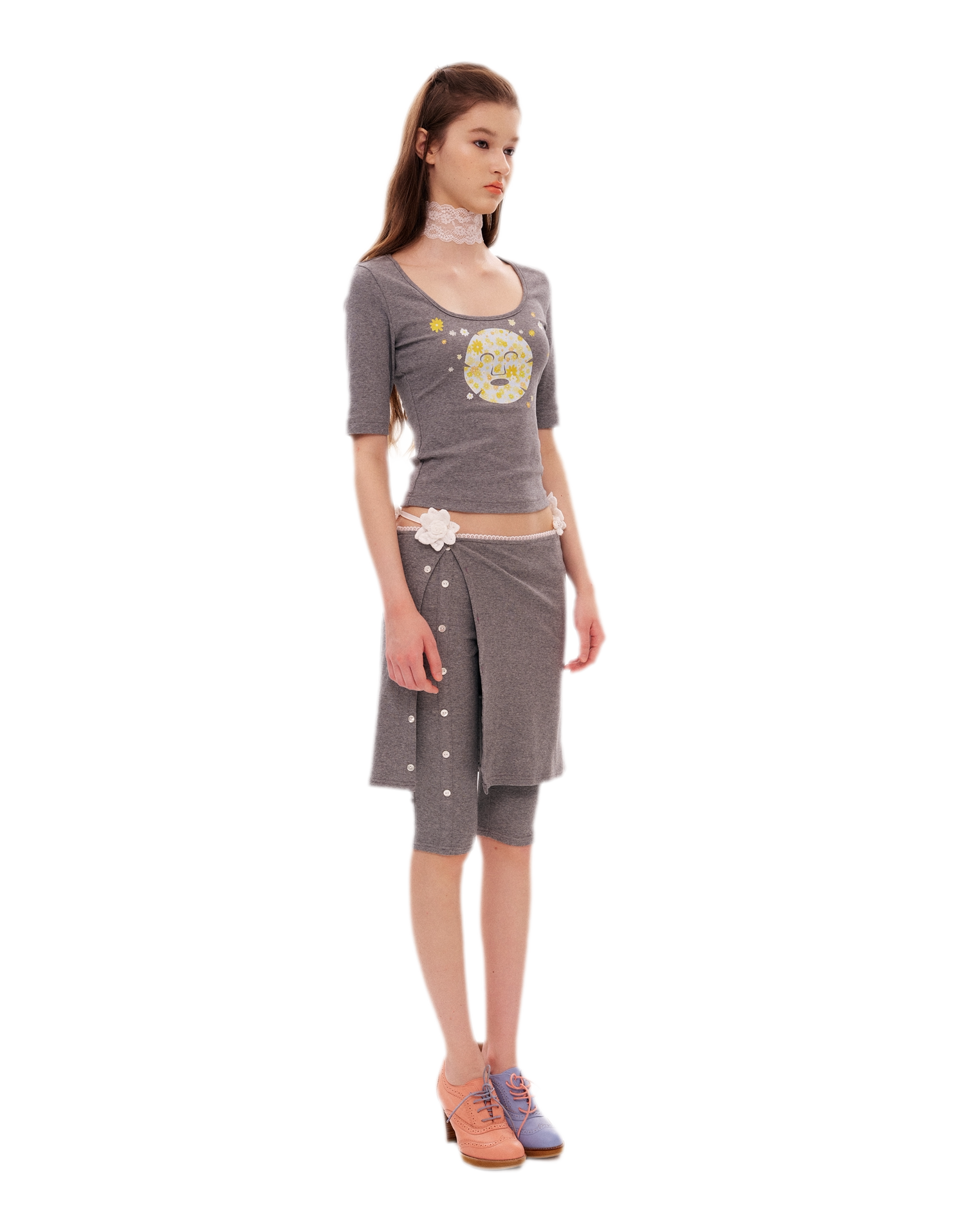 Graphic Cropped T-Shirt Set