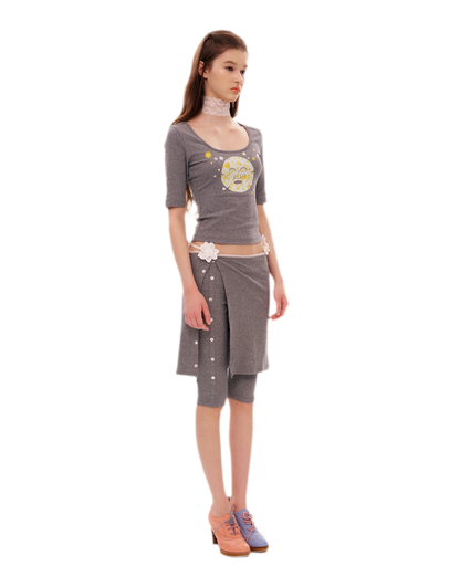 Graphic Cropped T-Shirt Set