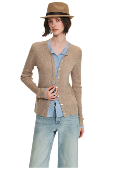 Fine Knit Contrast Cardigan