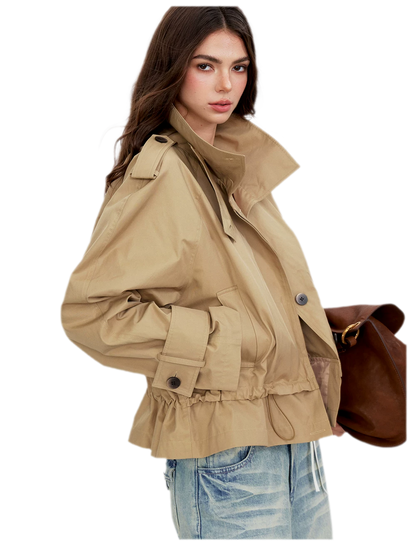 Cropped Workwear Trench Jacket
