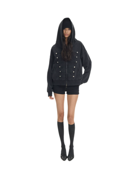 Washed Napoleon Hooded Jacket