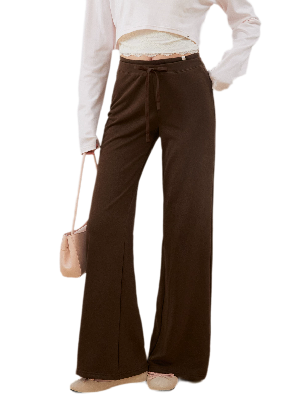 Strukturierte Sweatpants mit Kordelzug und weitem Bein