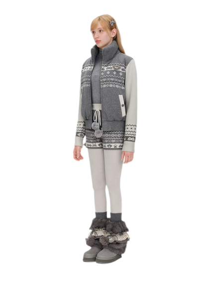 Fair Isle Cropped Down Jacket