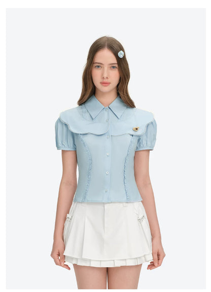 Patchwork Two-in-One Short Shirt