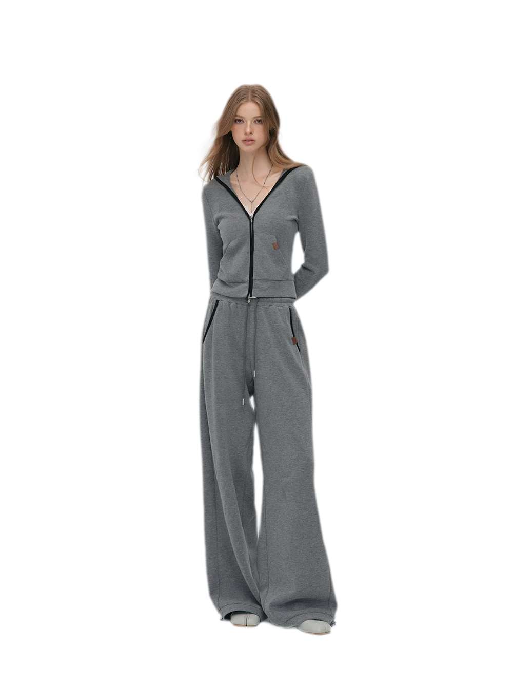 Contrast Trim Hooded Tracksuit Set