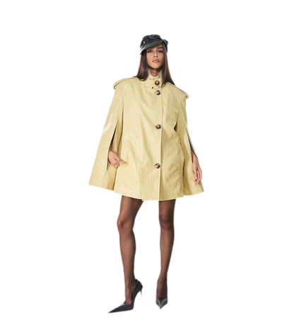 Glossy PU Cape Coat