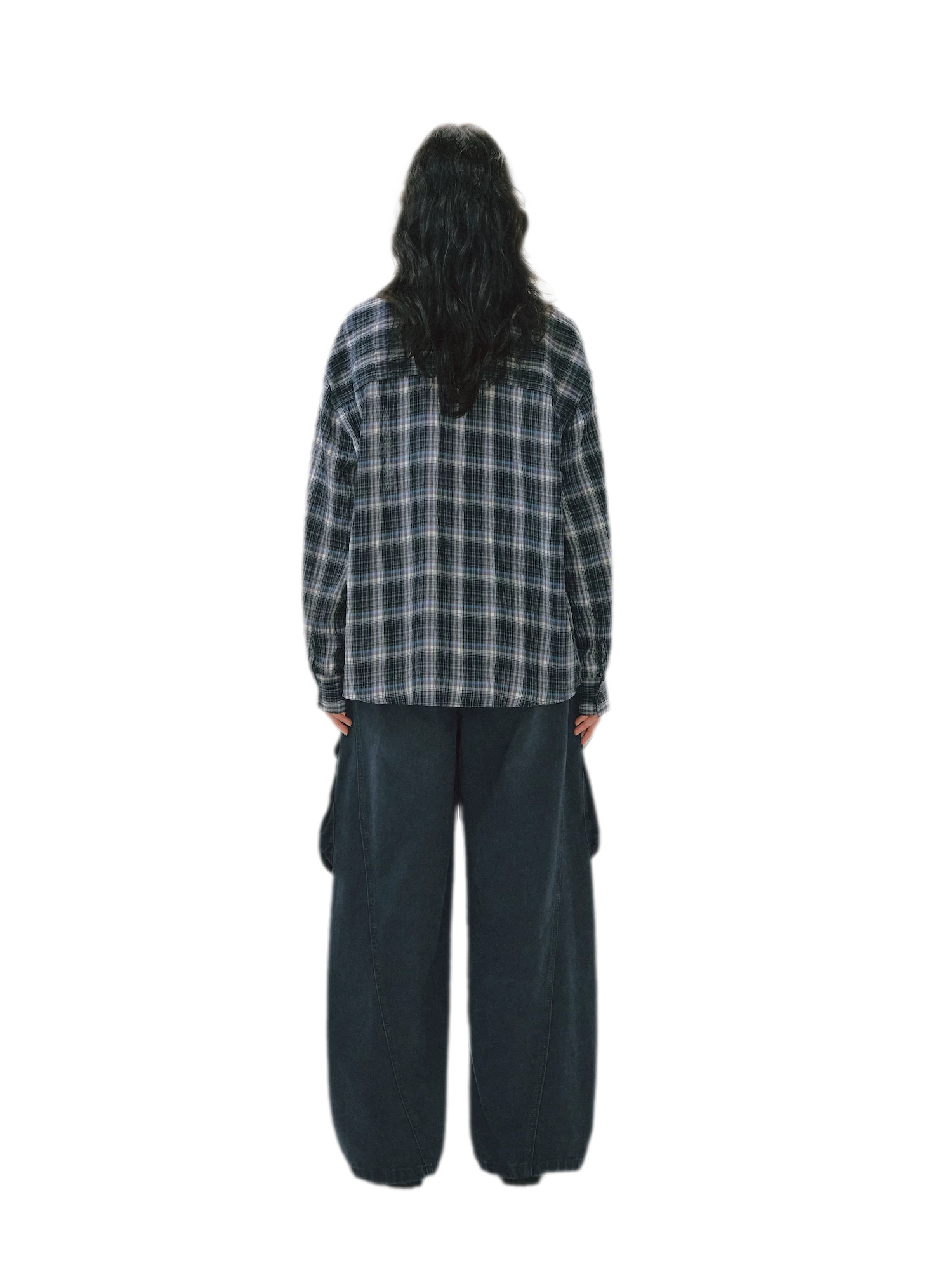 Pleated Wide-Leg Cargo Jeans