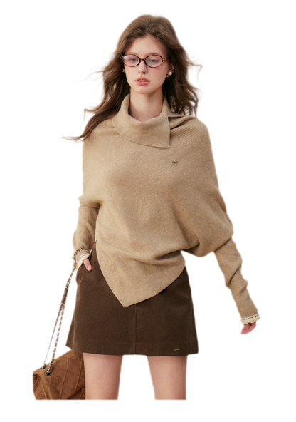 Pull en crochet contrasté à manches chauve-souris