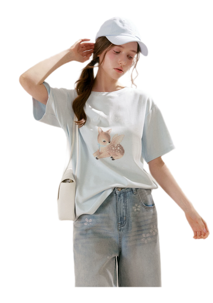 Hand-Painted Deer Tee