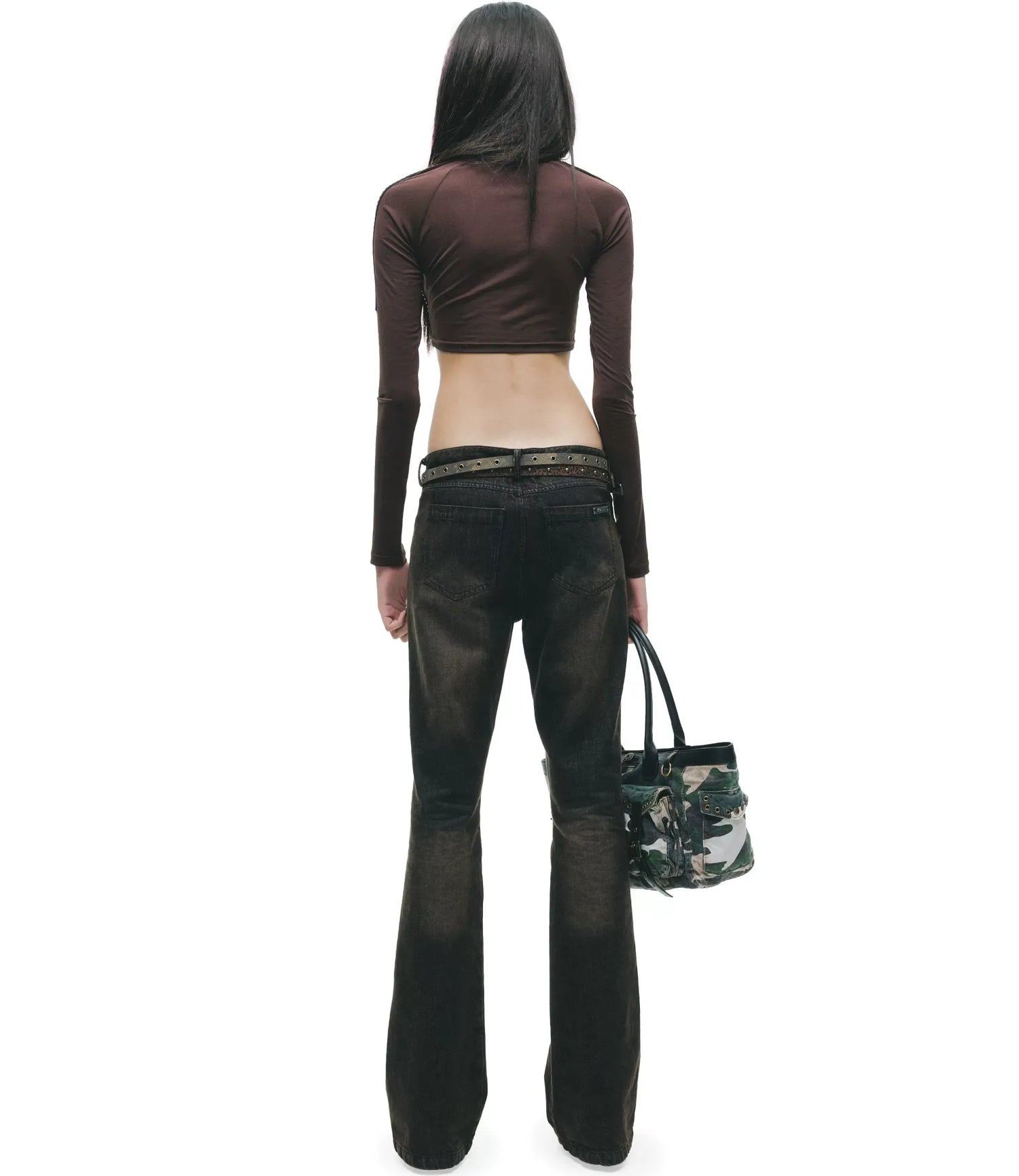 Rivet Cropped Raglan T-Shirt