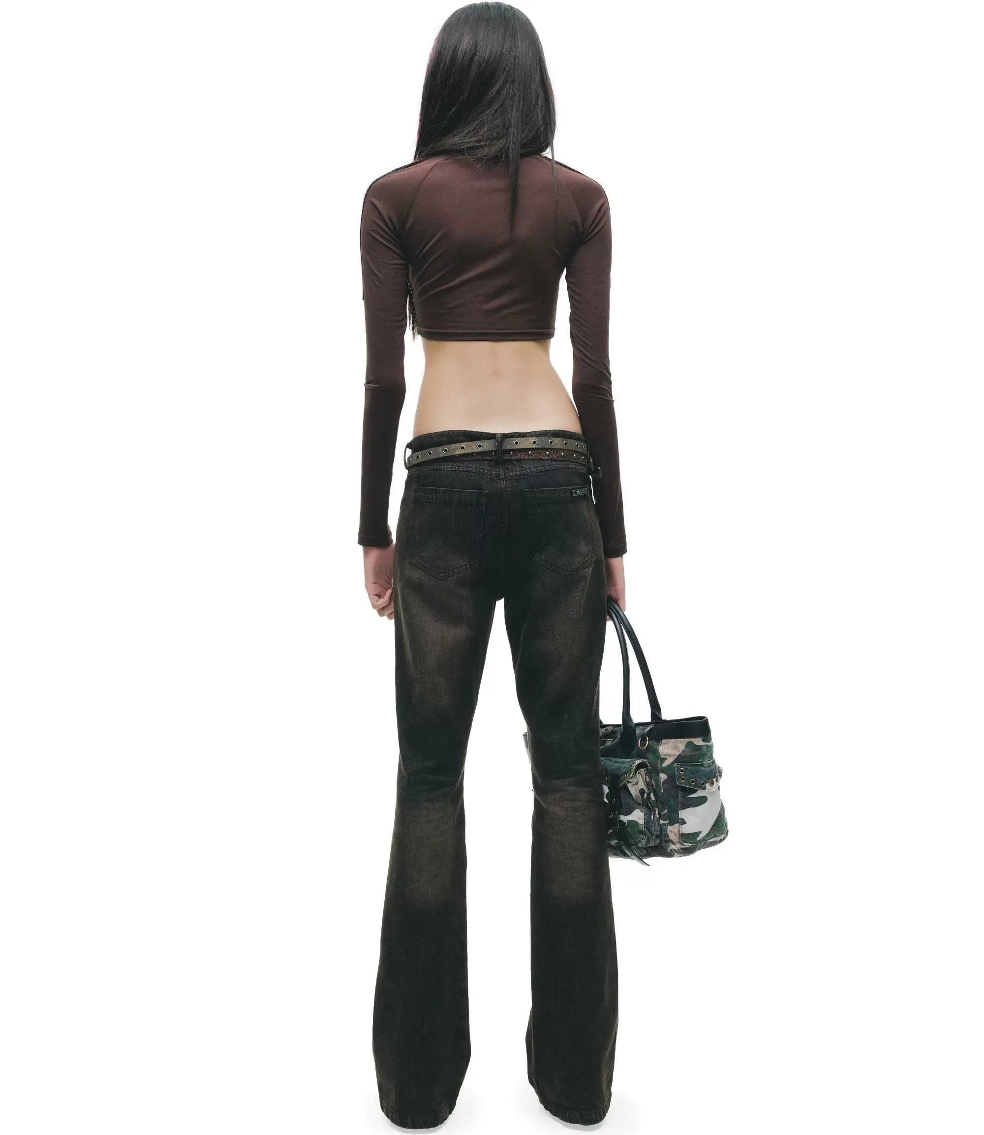 Rivet Cropped Raglan T-Shirt