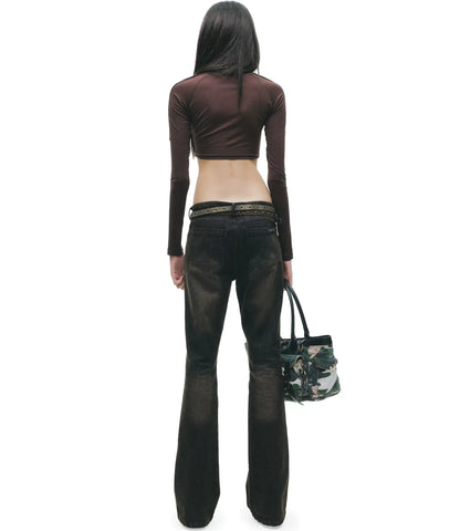 Rivet Cropped Raglan T-Shirt
