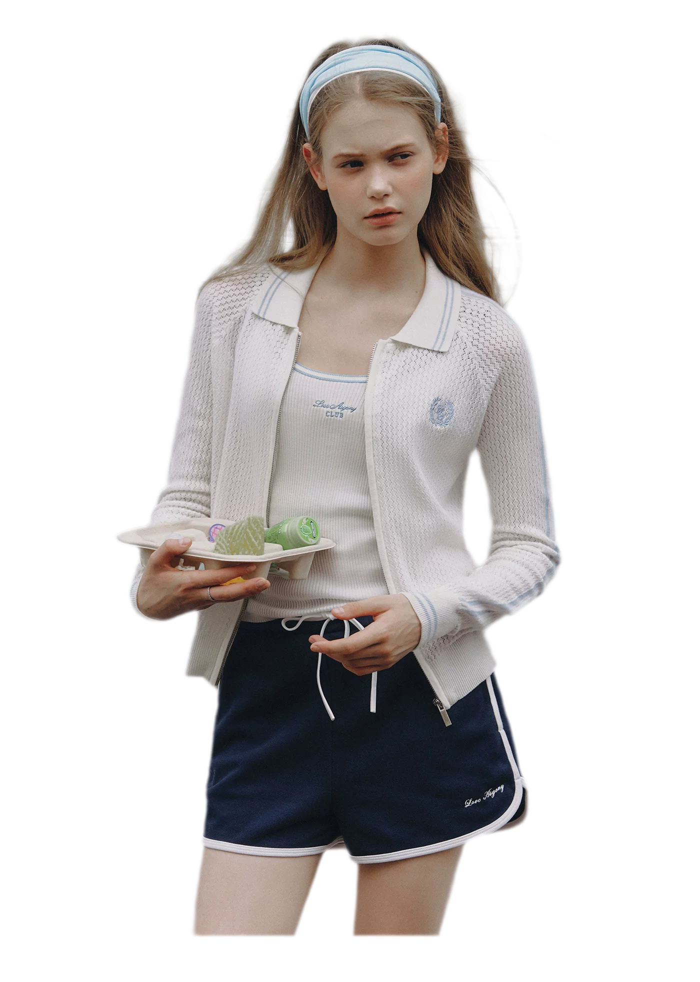 Openwork Knit Collared Jacket