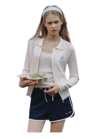 Openwork Knit Collared Jacket