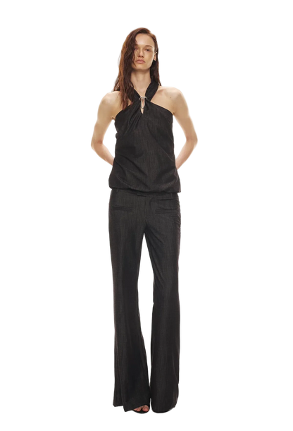 Tencel Hollow Halter Top &amp; Flared Pants Set