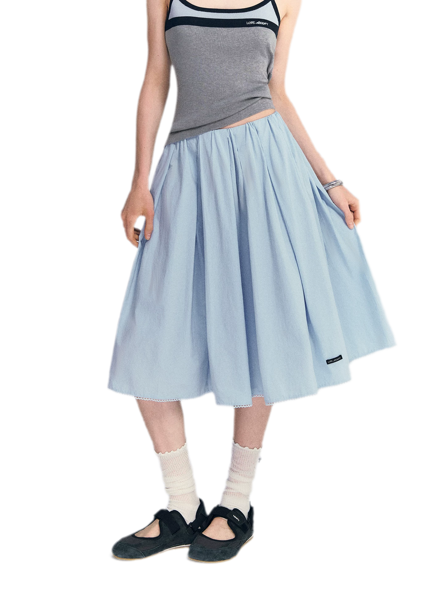 Blue Lace Midi Skirt