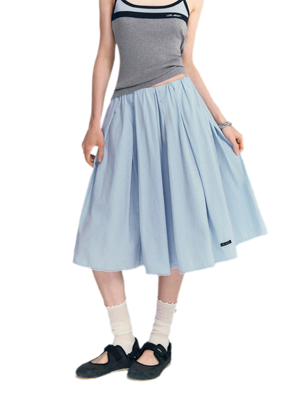 Blue Lace Midi Skirt