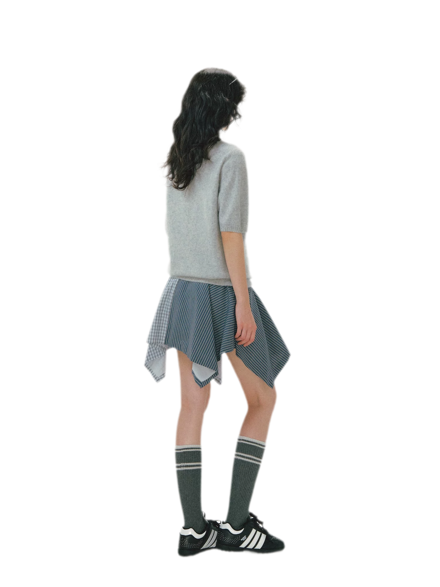 Patchwork Asymmetrical Plaid Skort