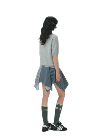 Patchwork Asymmetrical Plaid Skort