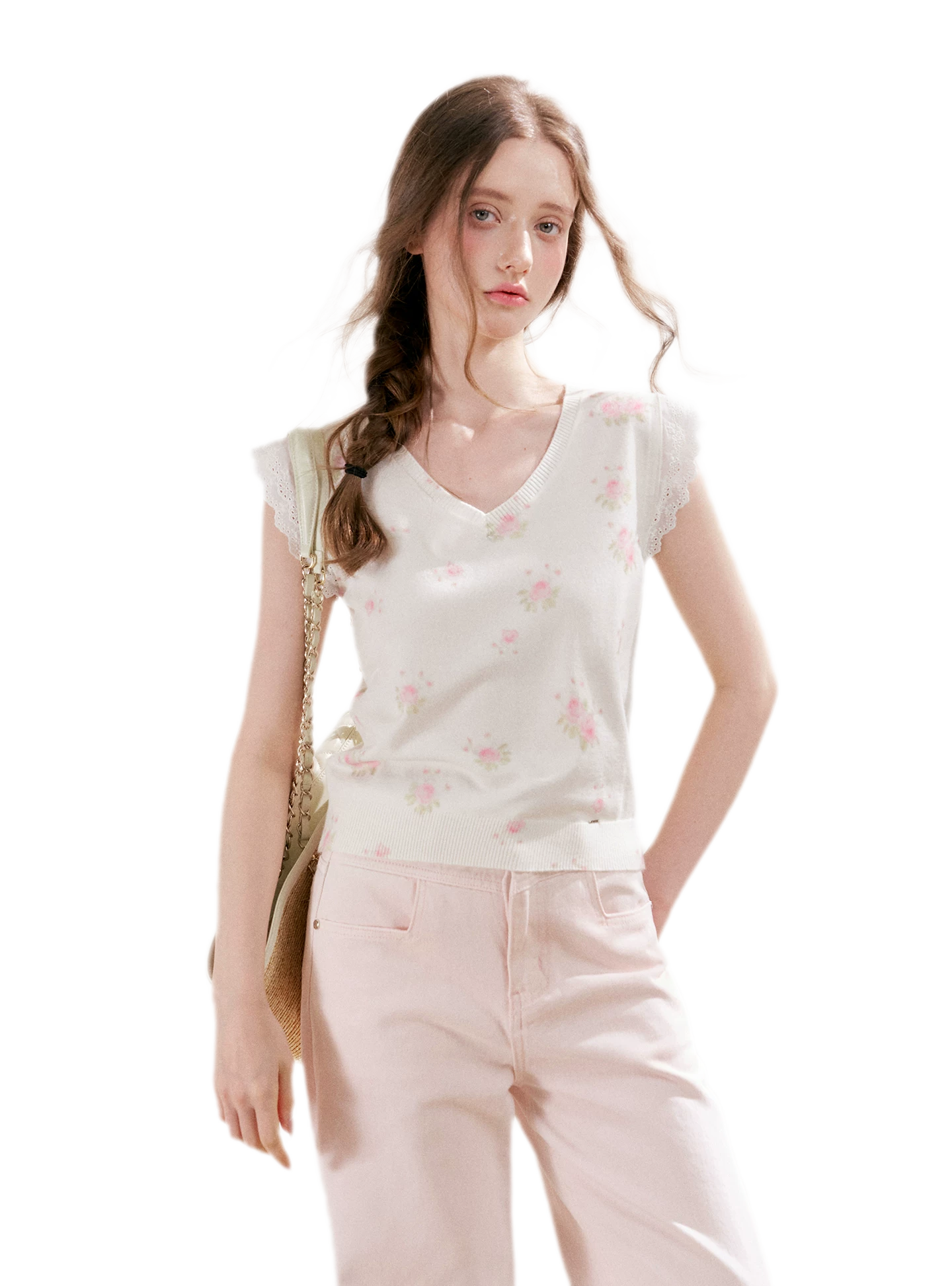 Rose Lace Knit Tee