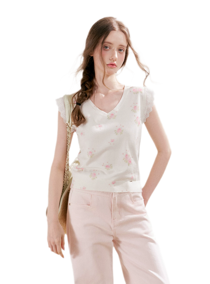 Rose Lace Knit Tee