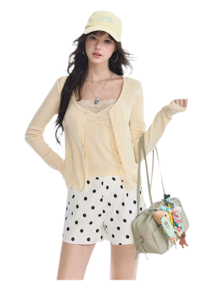 Lace Trim Knitwear Set