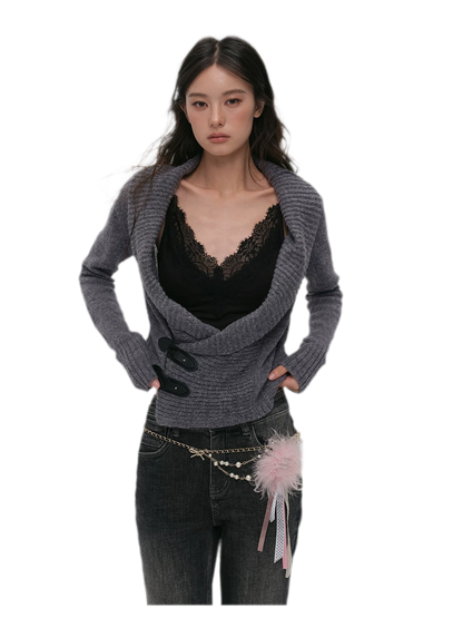Wool Blend Shawl Cardigan
