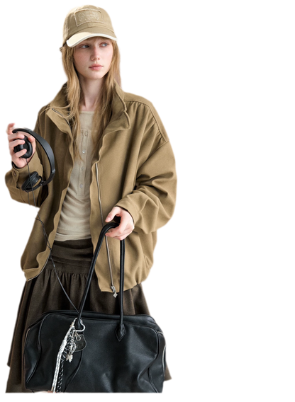 Gathered Suede Cropped Jacket