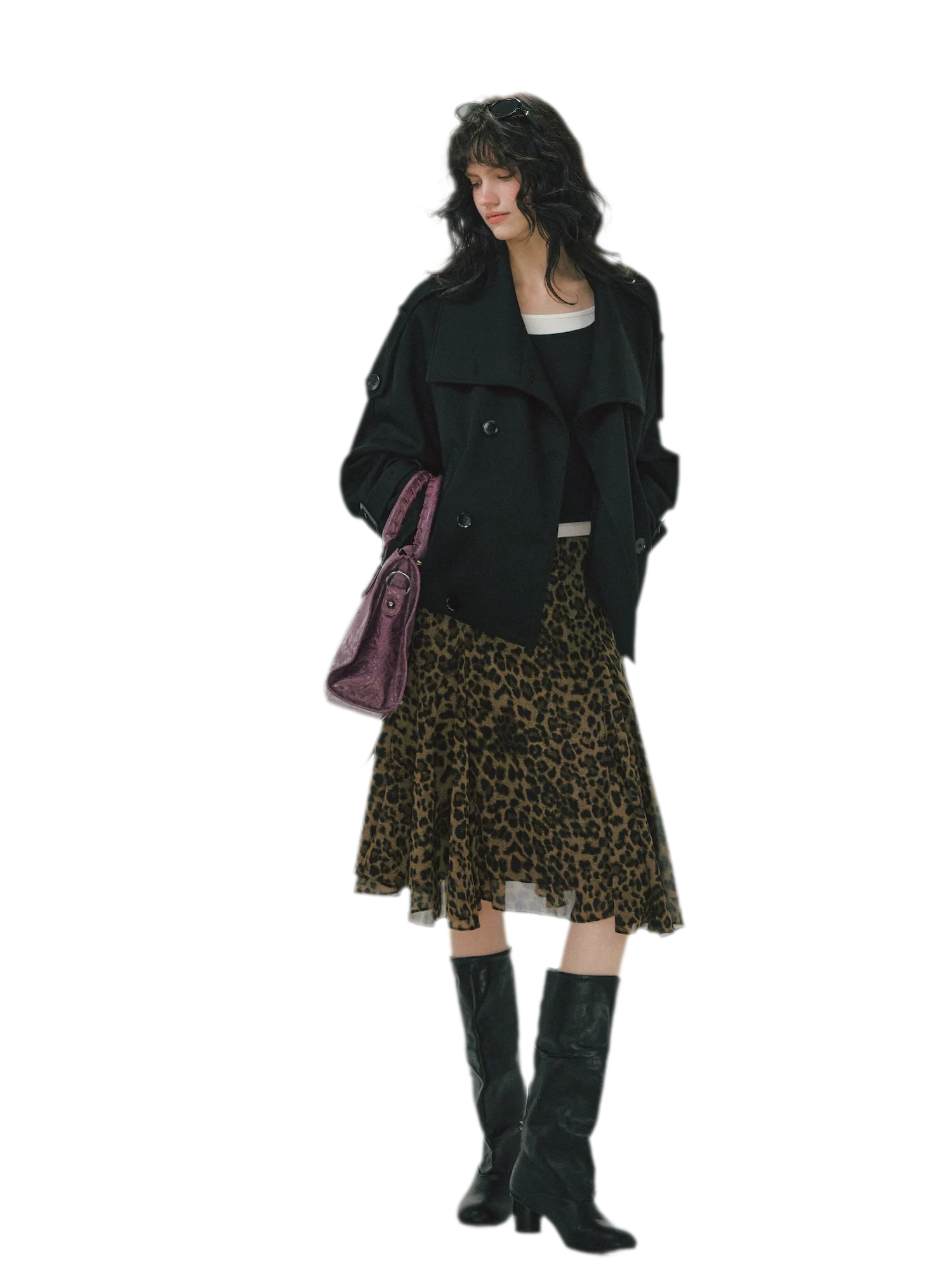 Flowing Leopard Print Midi Skirt