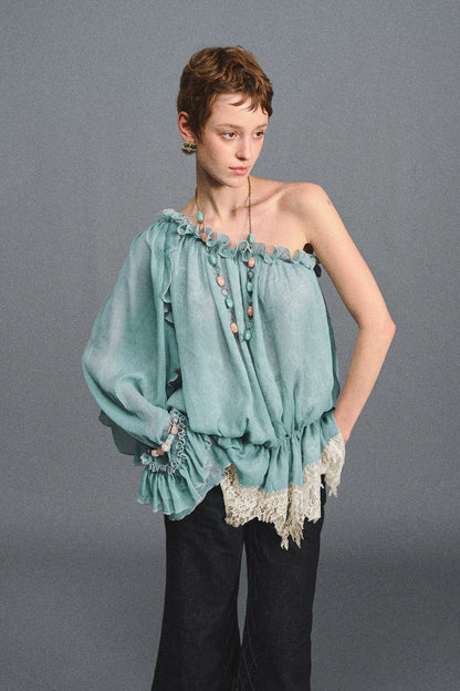 One-Shoulder Chiffon Blouse