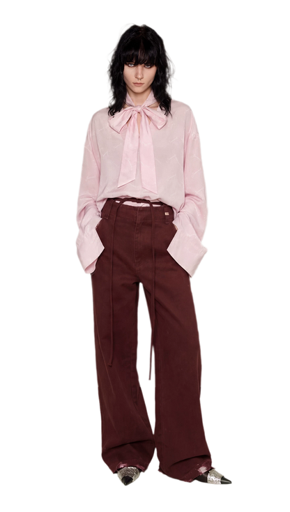 Textured Tie-Front Tencel Shirt