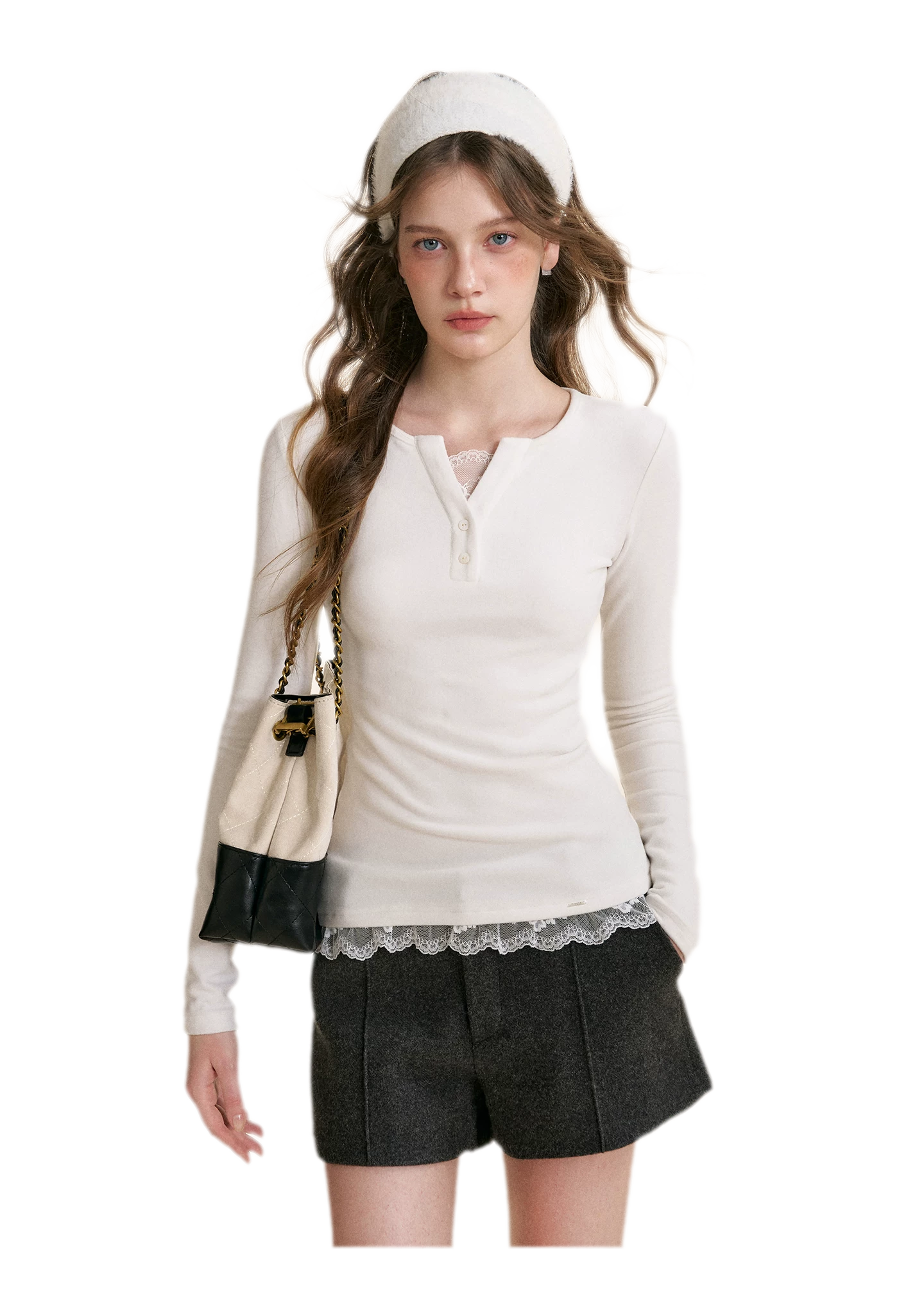 Romantic Lace Trim Fitted Tee