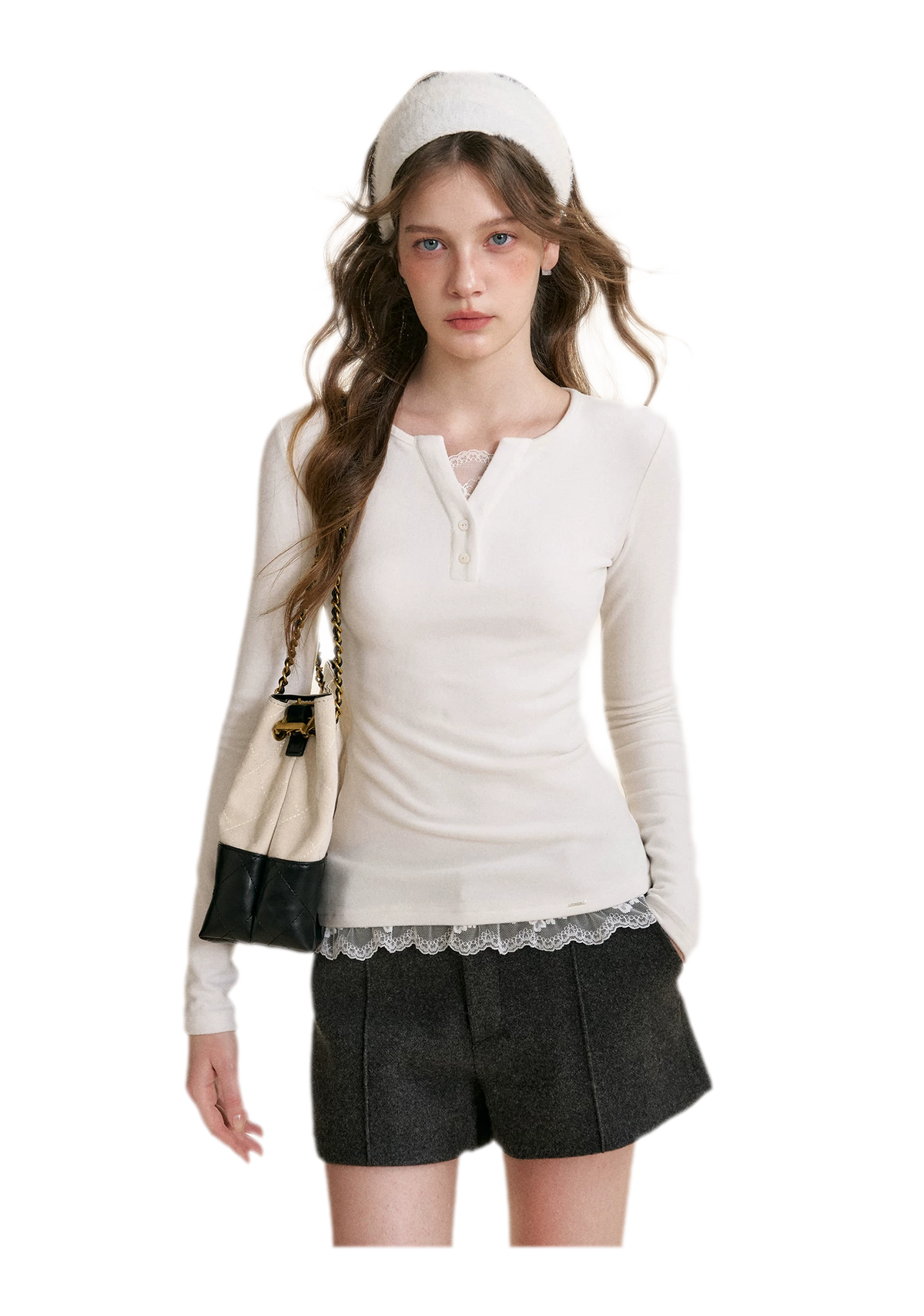 Romantic Lace Trim Fitted Tee