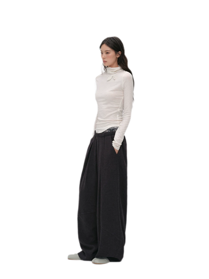 Lyocell Bow High-Neck T-Shirt
