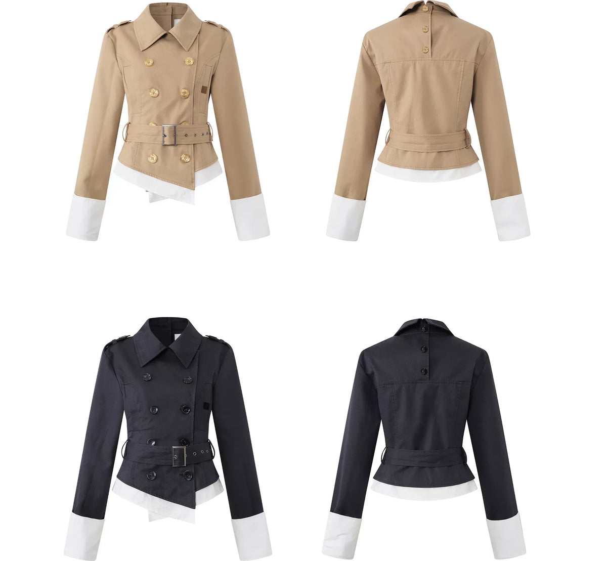 Contrast Cuff Cropped Trench Coat