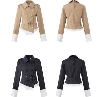 Contrast Cuff Cropped Trench Coat
