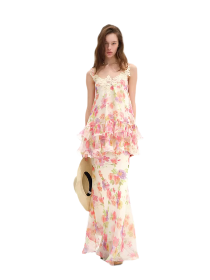 Watercolor Lace Fishtail Dress Set